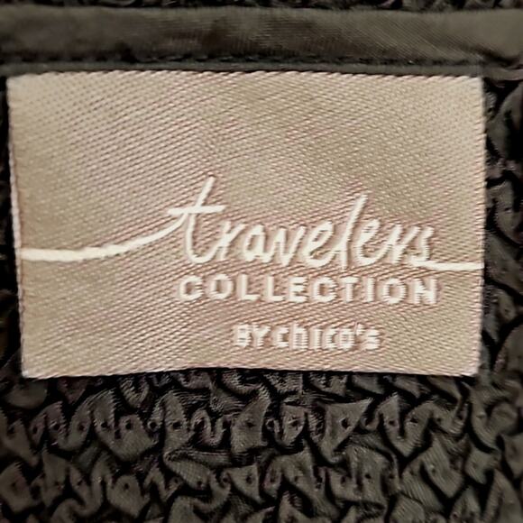 Travelers Collection by Chico's Blazer Jacket Black Tan Womans Sz 1 (USA Small) - Picture 9 of 11
